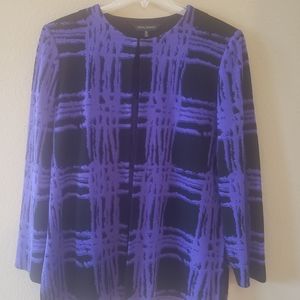 Ming Wang Black & Purple Collarless Jacket